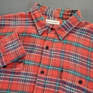 Lucky Brand Mens Flannel Shirt XL Red Plaid Button Down Cozy Grungecore